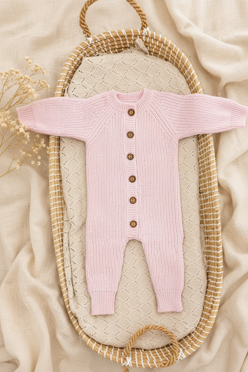 Marshmallow Chunky Knit Long Sleeve Baby Romper
