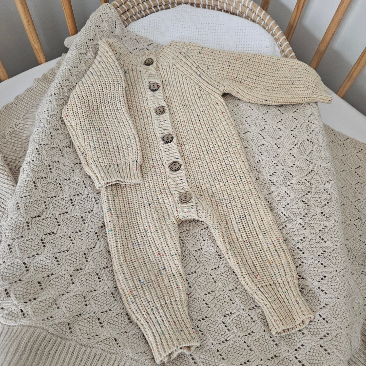 Chunky Knit Baby Bodysuit | Speckled Sand