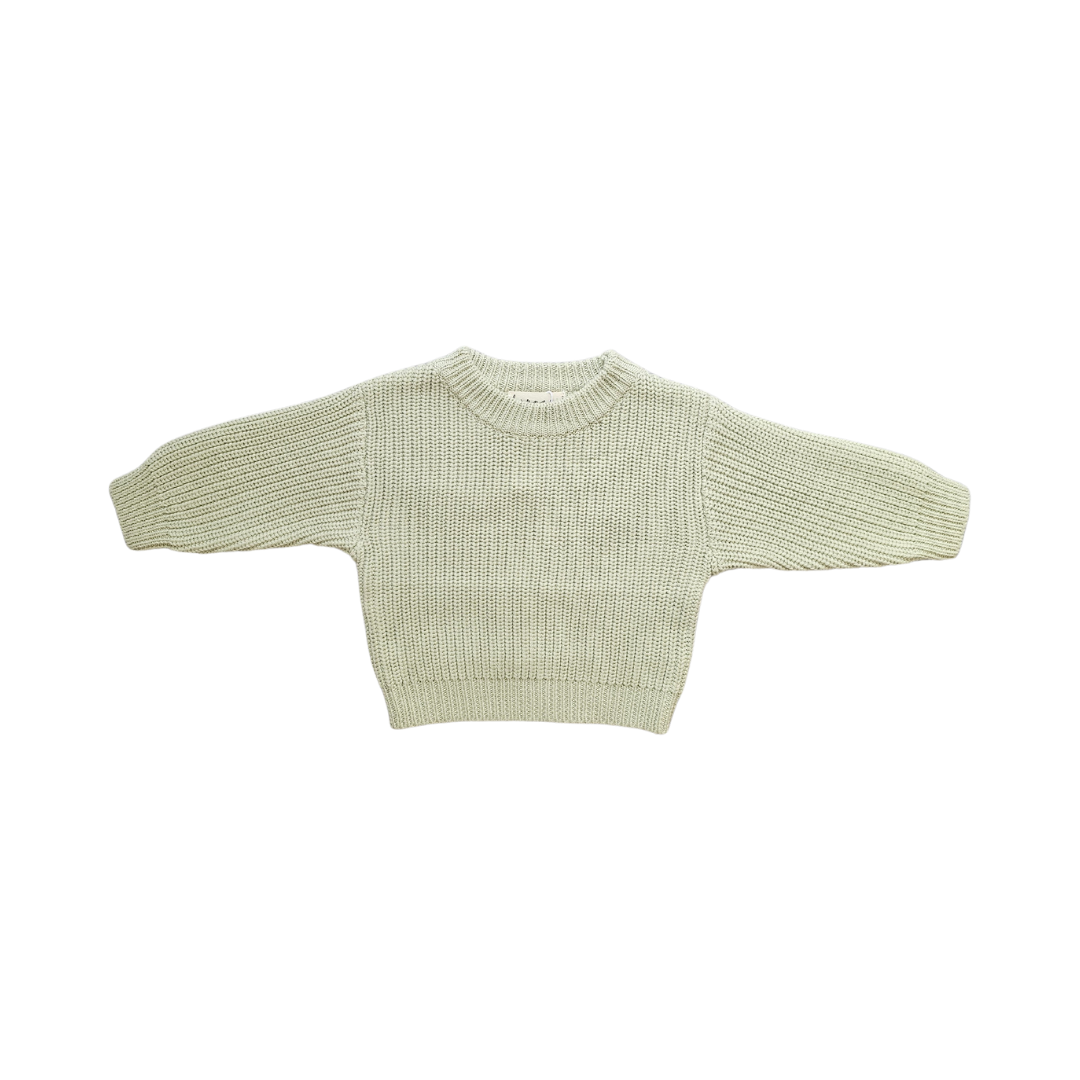 Organic Cotton Chunky Knit Baby Jumper – Tea Green