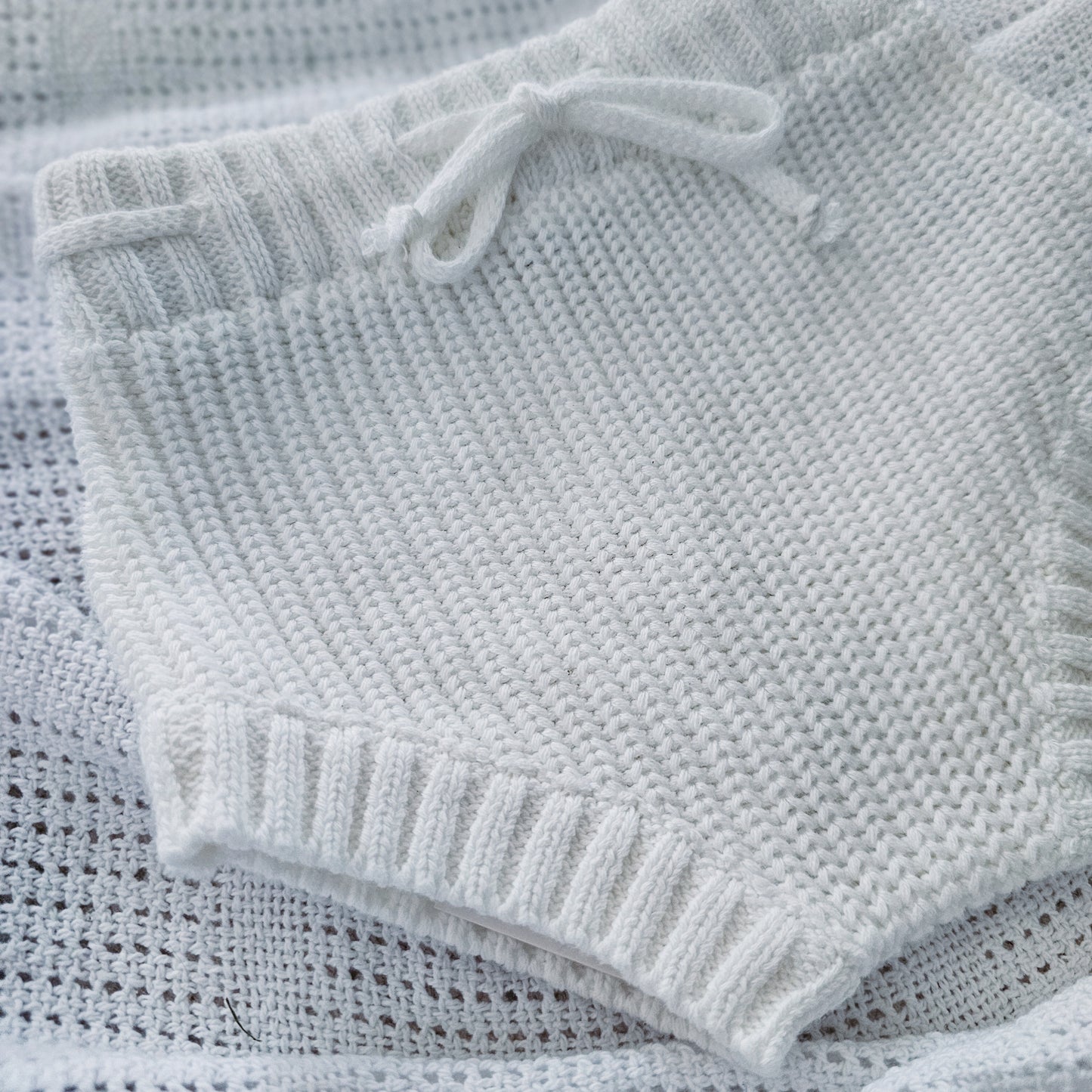 Chunky Knit Baby Bloomers - Milk White