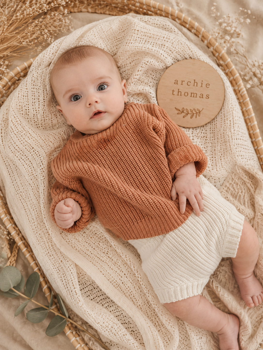 Organic cotton chunky knit baby jumper for newborn babies Australia