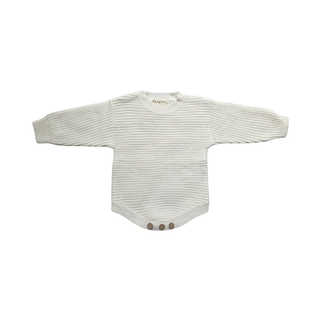 Milk White Chunky Knit Rompers
