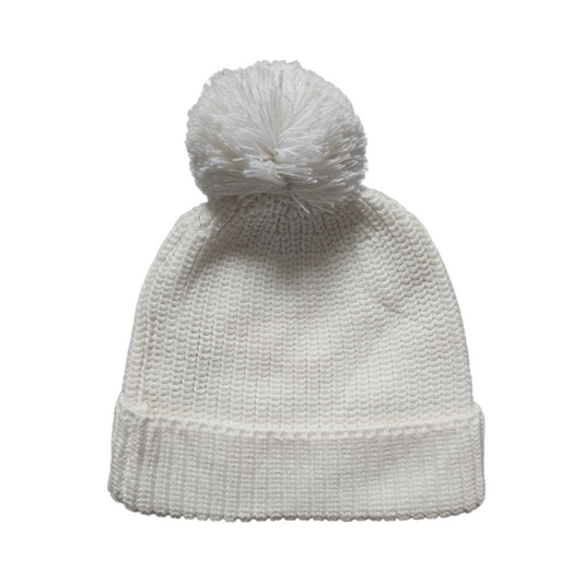 Milk White Cotton Baby Beanie | Chunky Knit Newborn Beanies