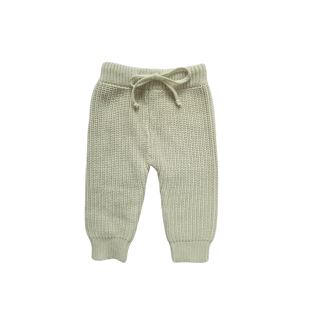 Tea Green Chunky Knit Pants
