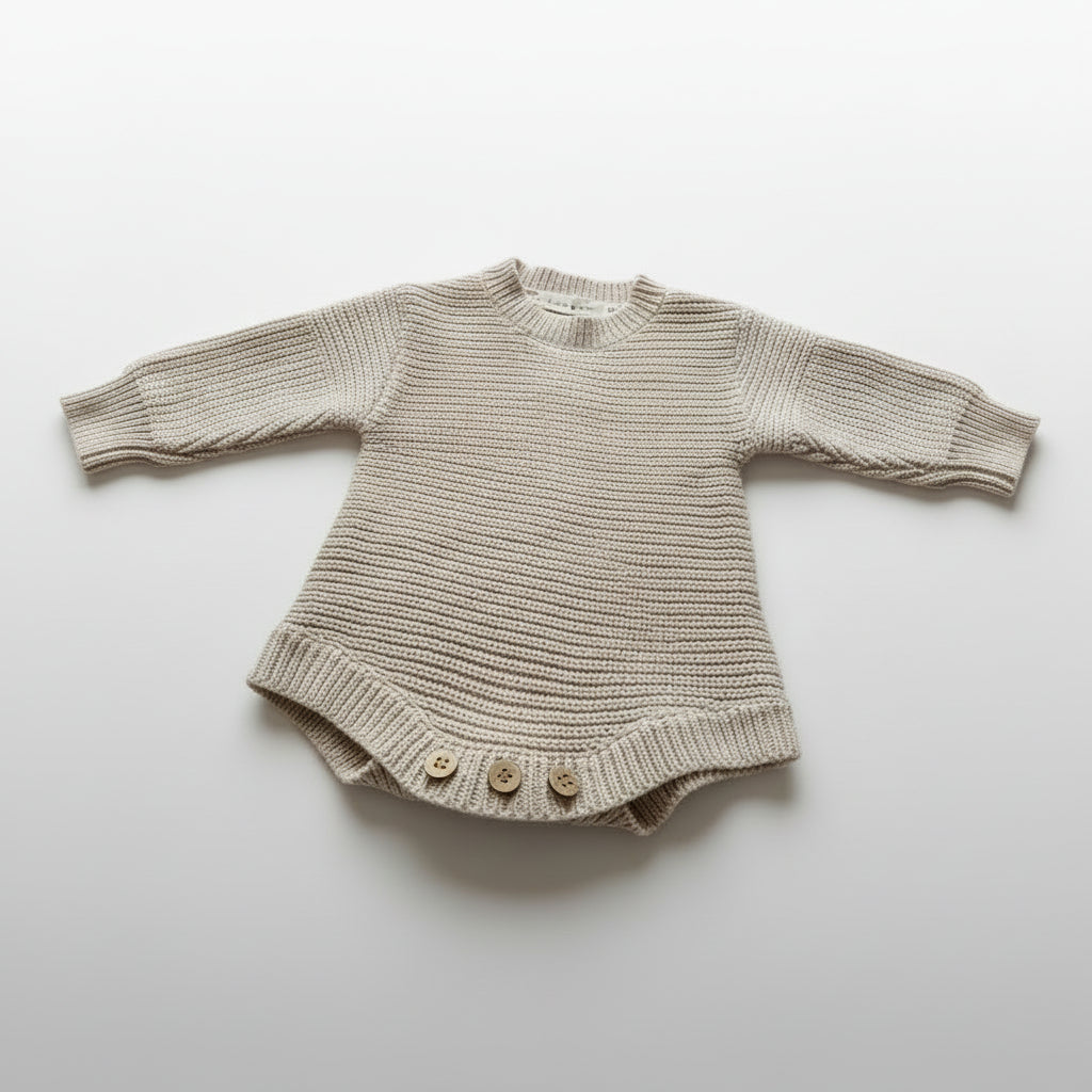 beige organic cotton newborn baby outfit