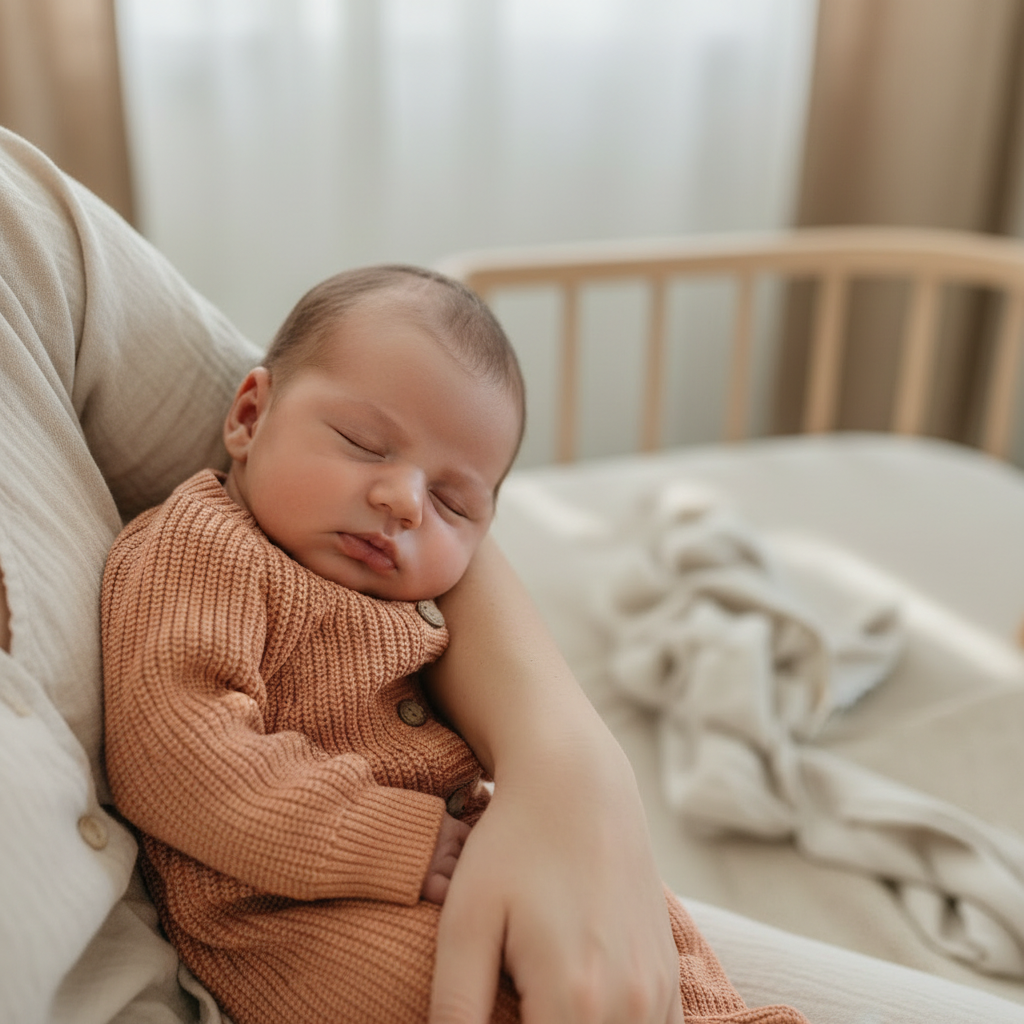 Dusty clay organic cotton knitted newborn long romper 0-3 months