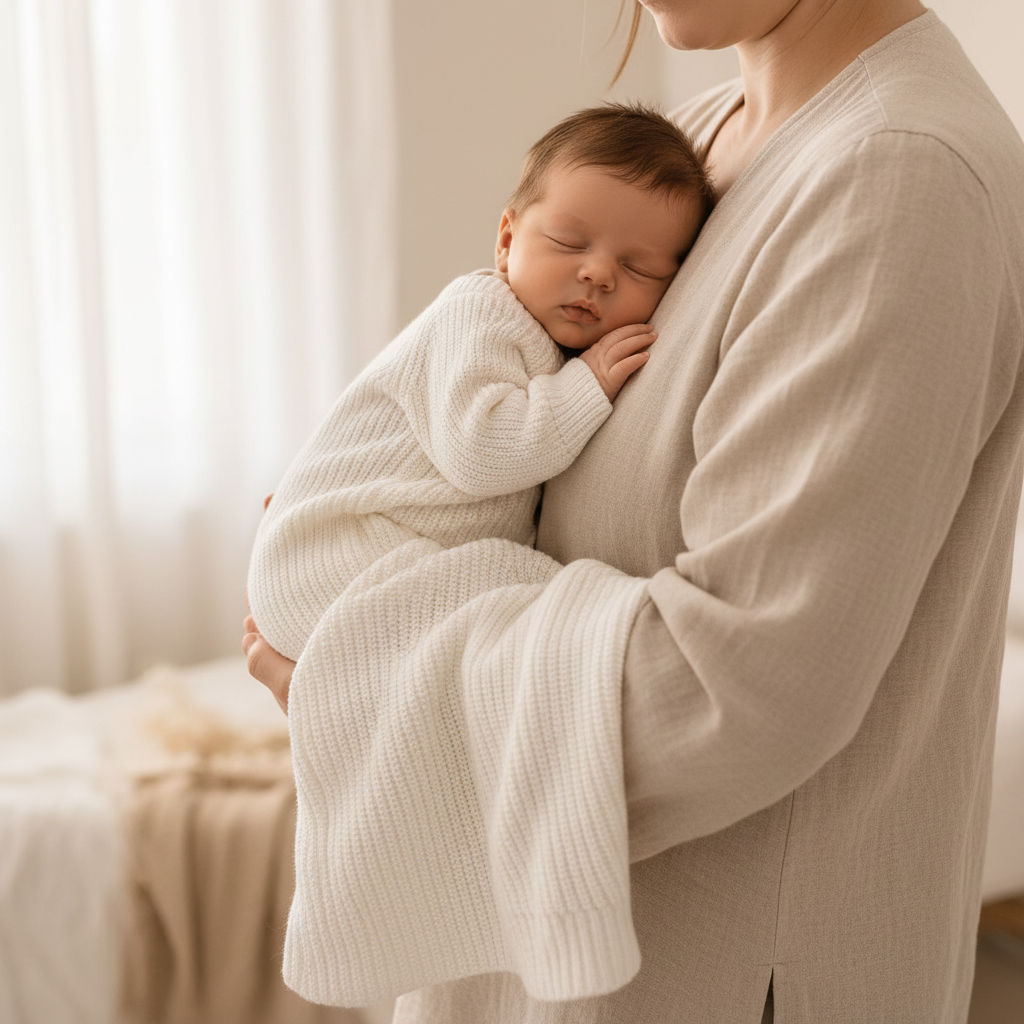 Milk white organic cotton newborn baby knitwear set