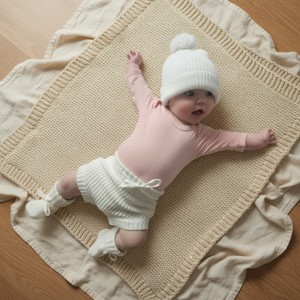 Milk white shorties bloomers beanies and booties