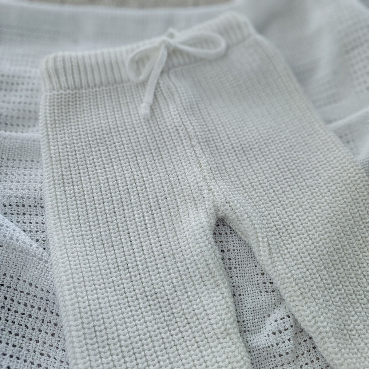 Milk white ivory organic cotton chunky knit baby pants