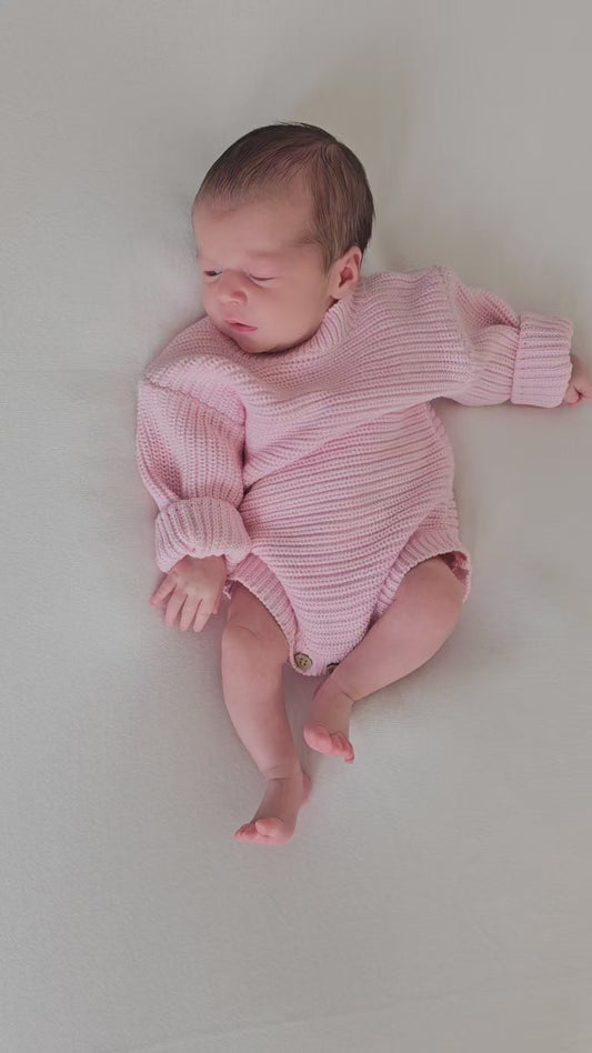 Pink Short-Sleeve Newborn Romper