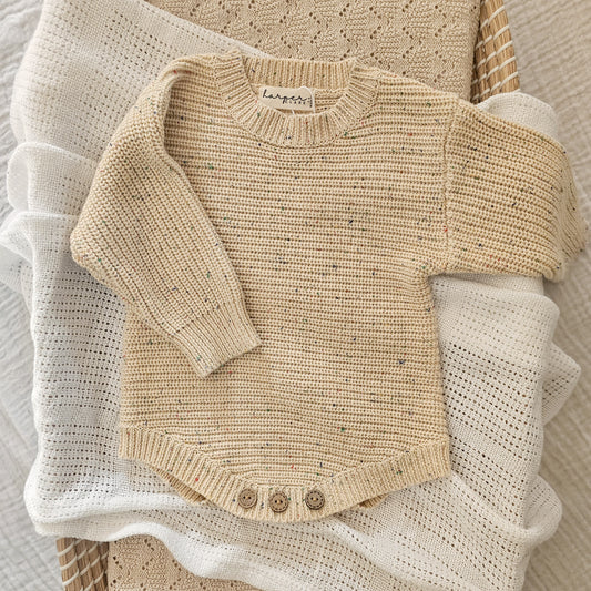 Speckled Sand Chunky Knit Rompers