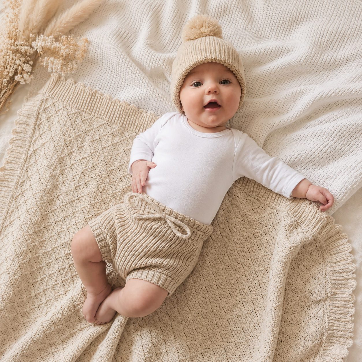 Earthy Taupe Chunky Knit Baby Bloomers
