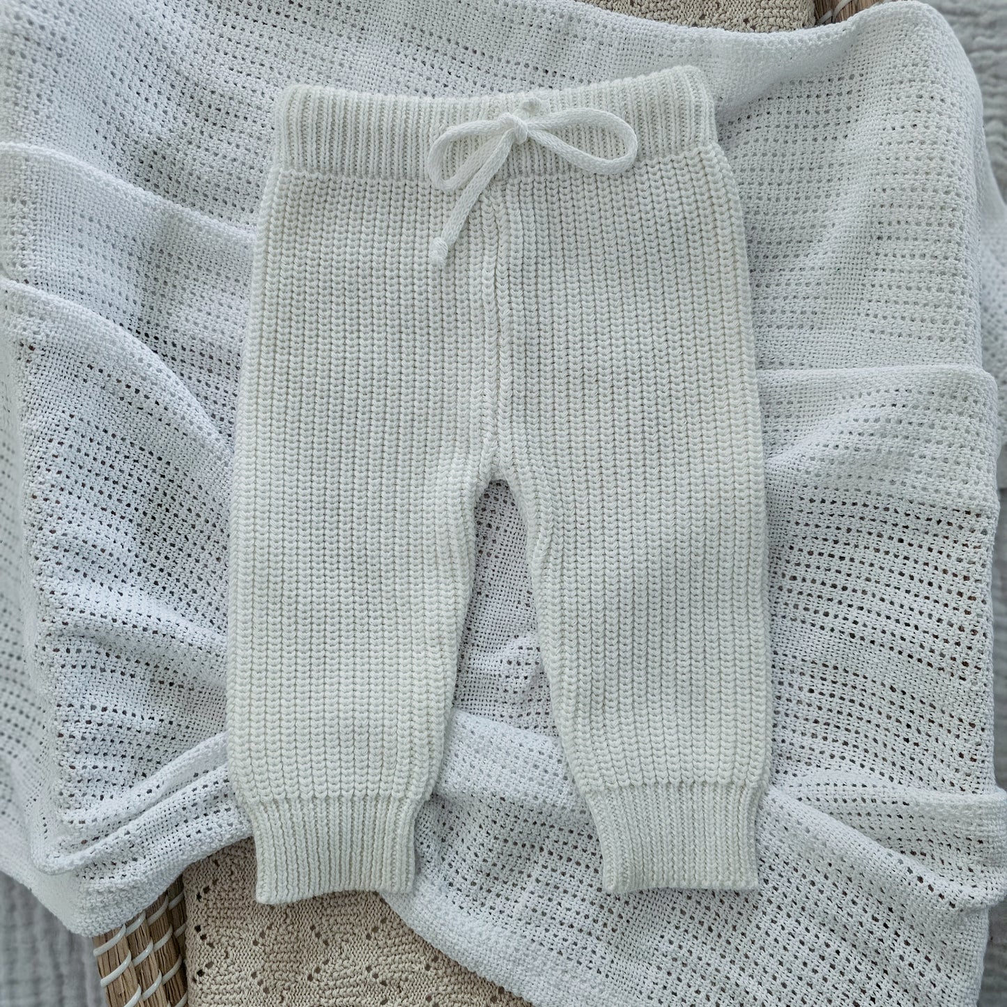 Milk White Chunky Knit Pants
