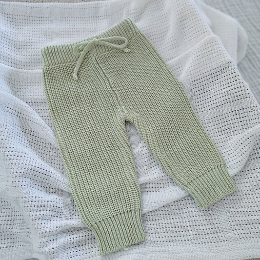 Tea Green Chunky Knit Pants
