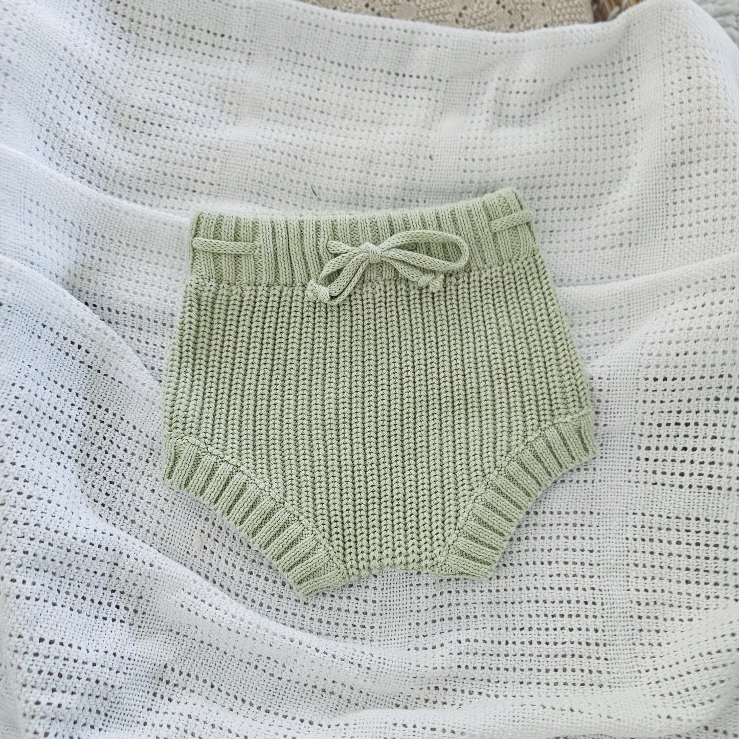 Tea Green Chunky Knit Baby Bloomers