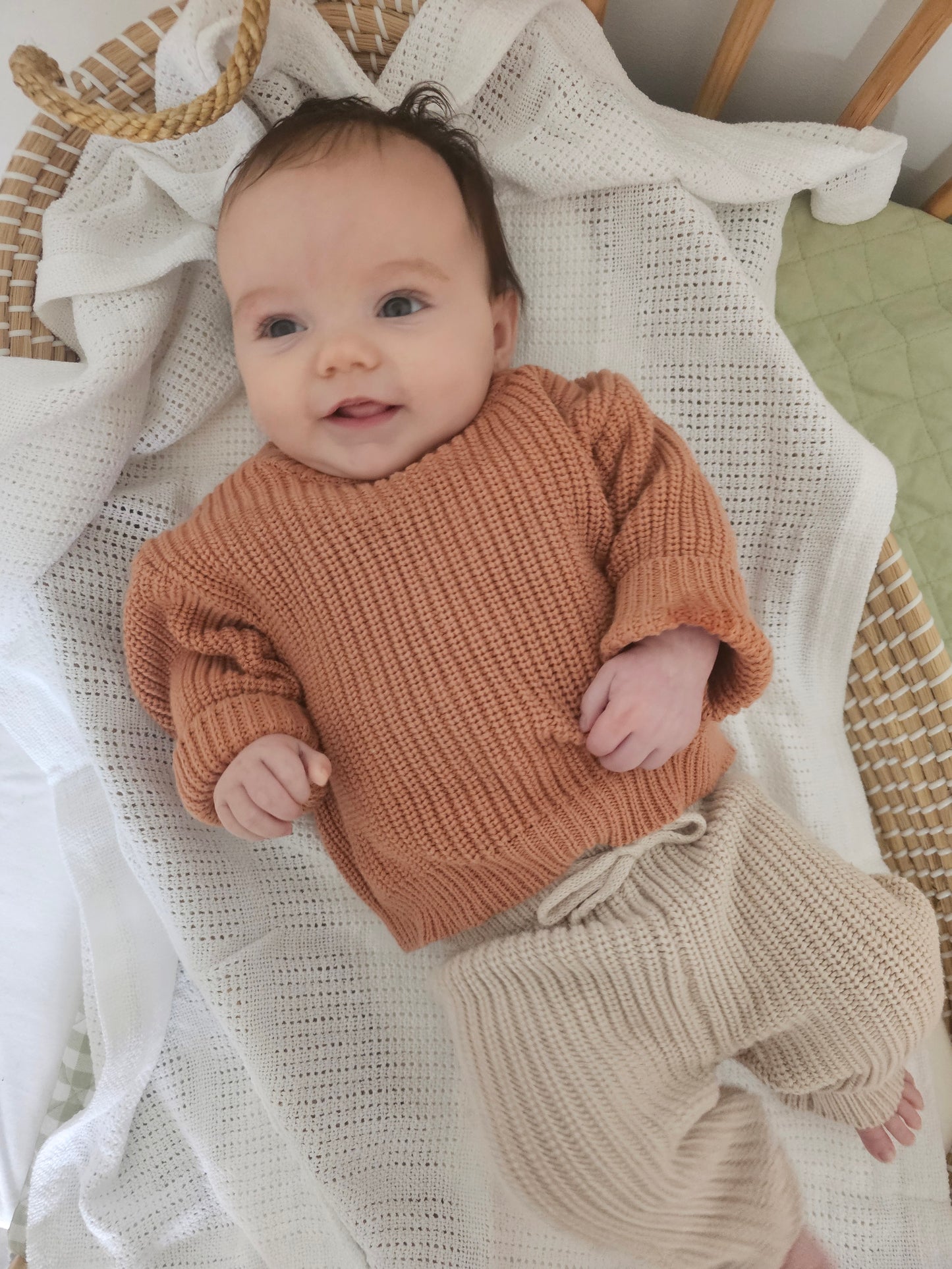 Dusty Clay Chunky Knit Baby Jumper