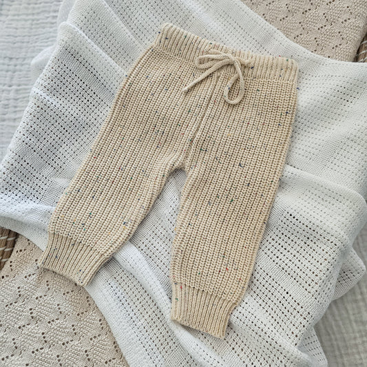 Chunky Knit Baby Pants | Speckled Sand