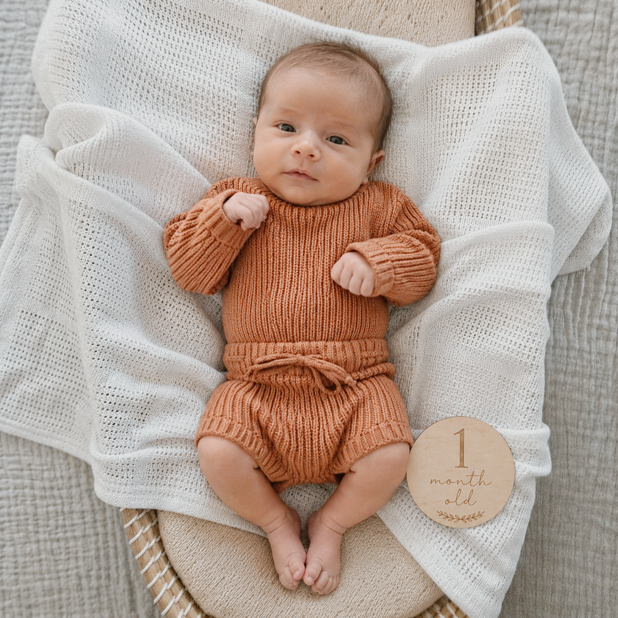 Organic Cotton Chunky Knit Baby Jumper – Dusty Clay