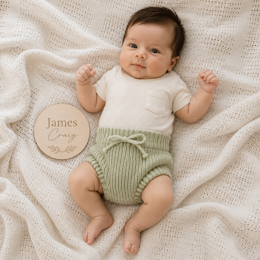 Chunky Knit Baby Bloomers - Tea Green