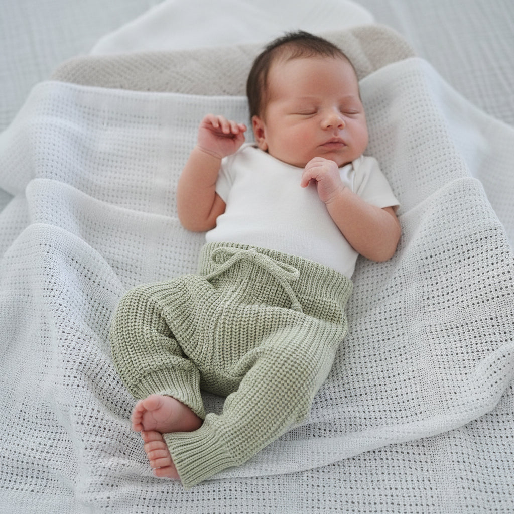 Tea Green Chunky Knit Baby Pants