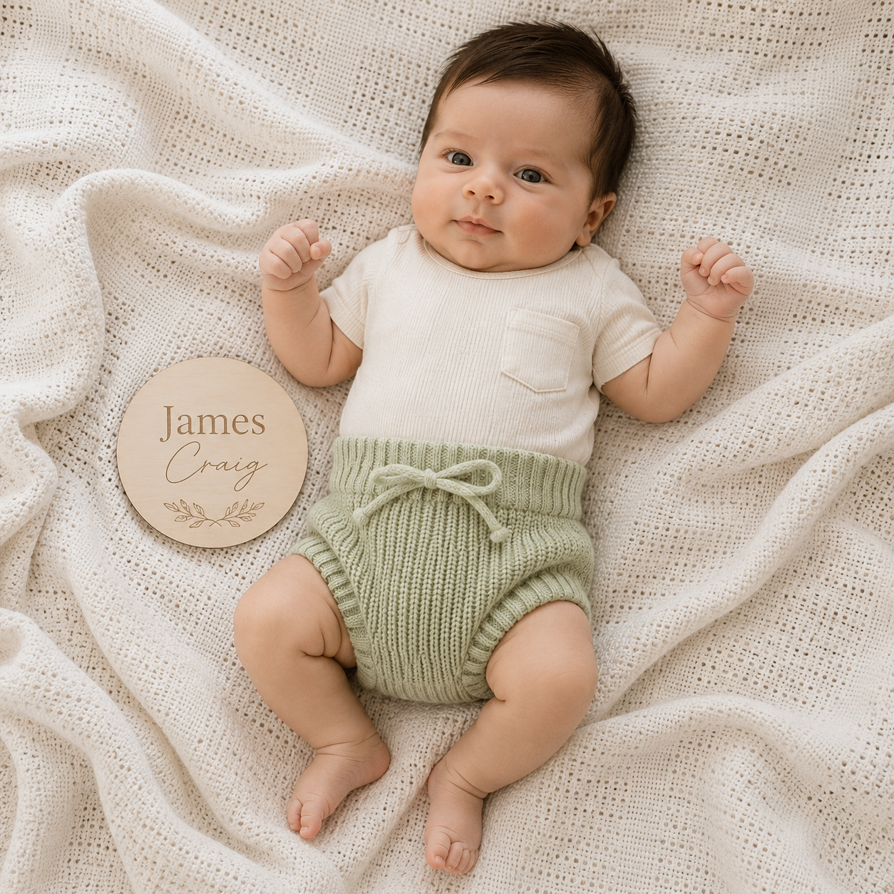 Tea Green Chunky Knit Baby Bloomers