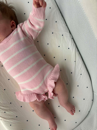 Pink & White Stripe Newborn Knit Romper | Organic Cotton
