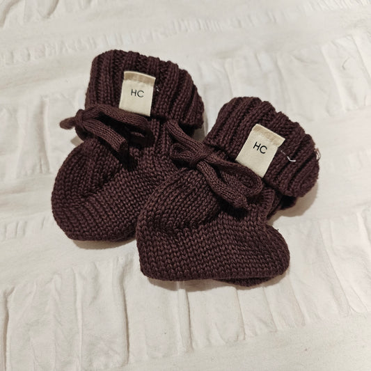 Chocolate Chunky Knit Baby Booties
