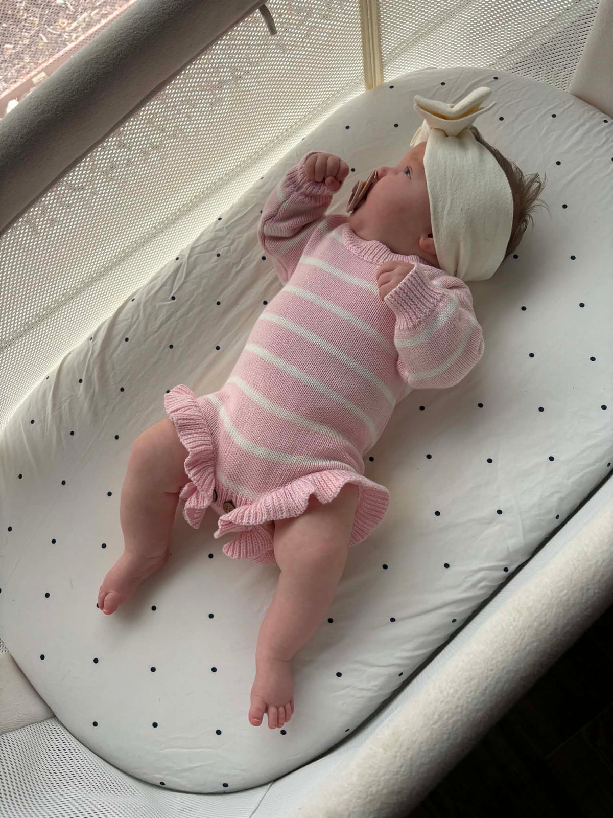 Pink & White Stripe Newborn Knit Romper | Organic Cotton