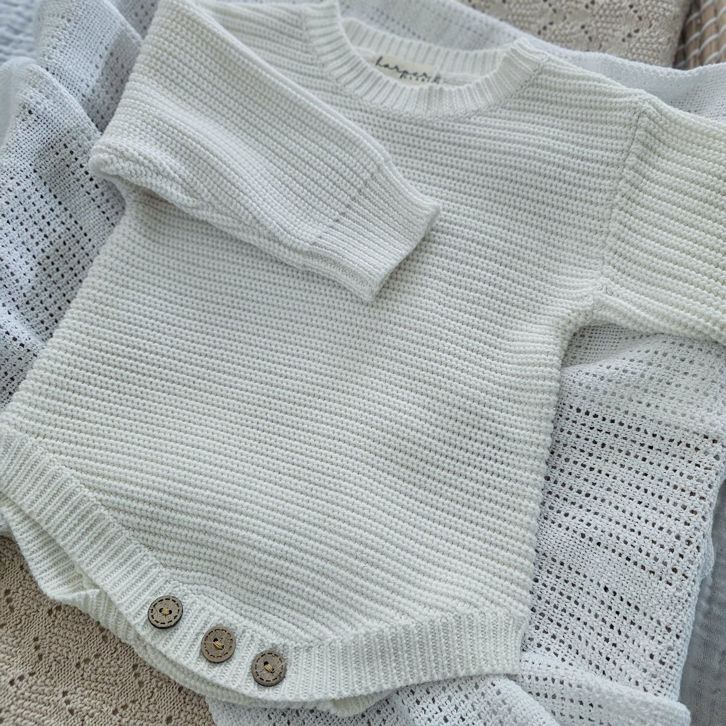 Milk White Chunky Knit Rompers