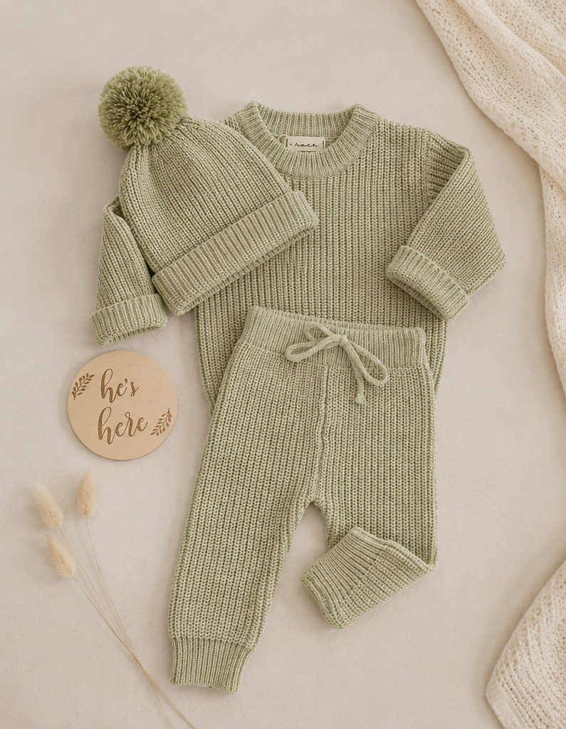 Chunky Knit Baby Pants | Tea Green