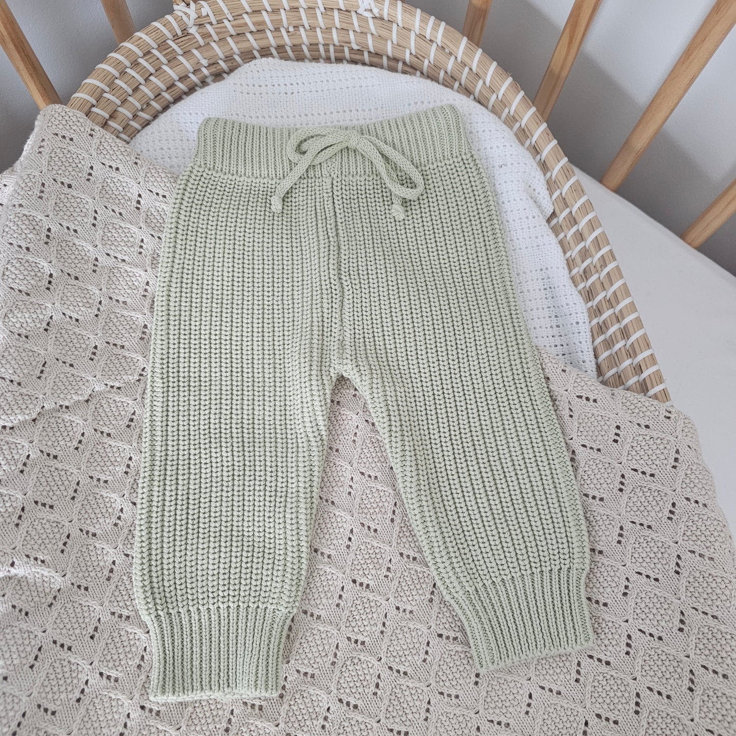 Tea Green Chunky Knit Pants