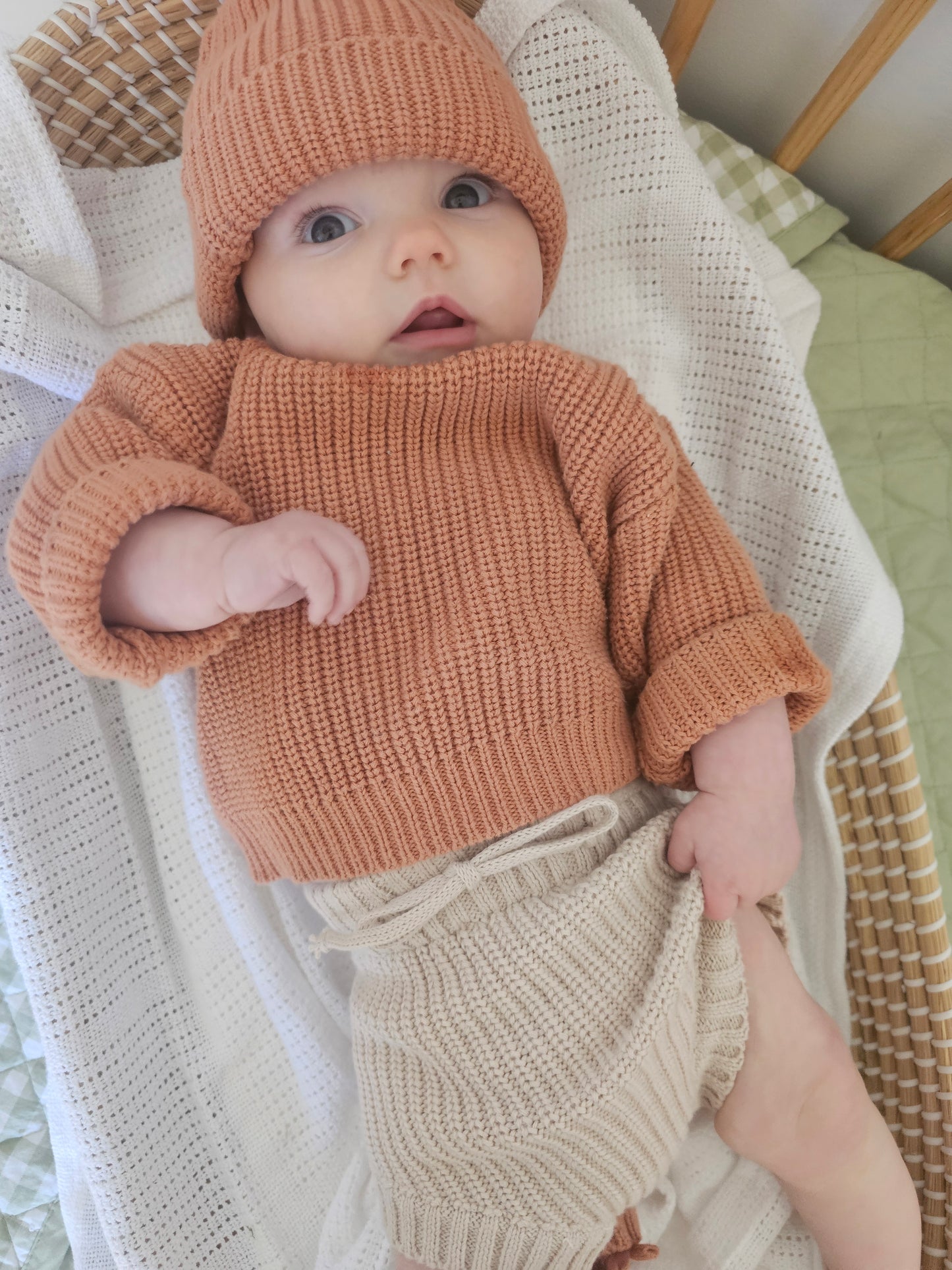 Dusty Clay Chunky Knit Baby Jumper