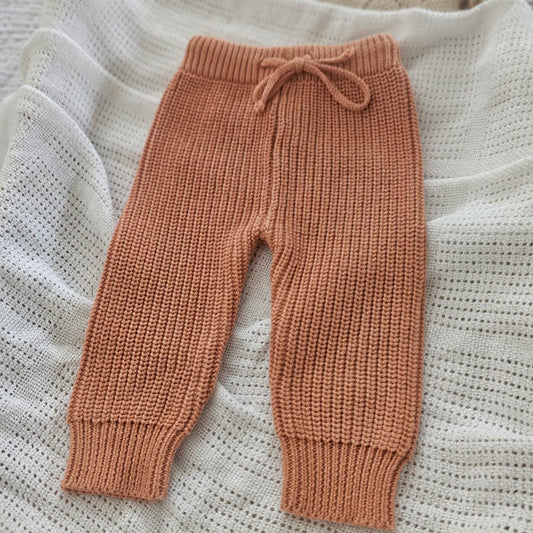 Dusty Clay Chunky Knit Pants
