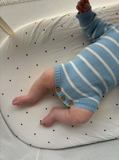 Sky Blue & White Striped Baby Romper | Organic Cotton