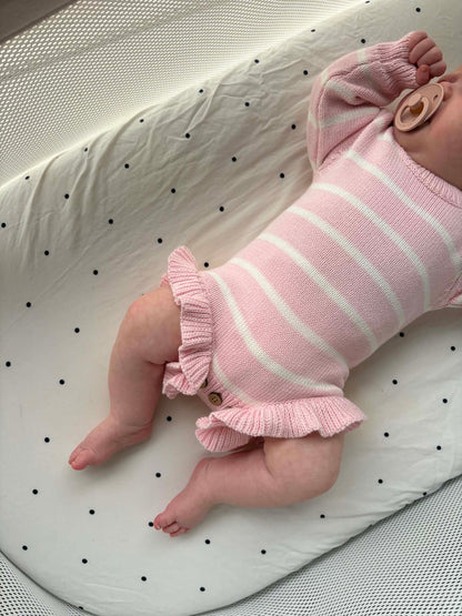 Pink & White Stripe Newborn Knit Romper | Organic Cotton
