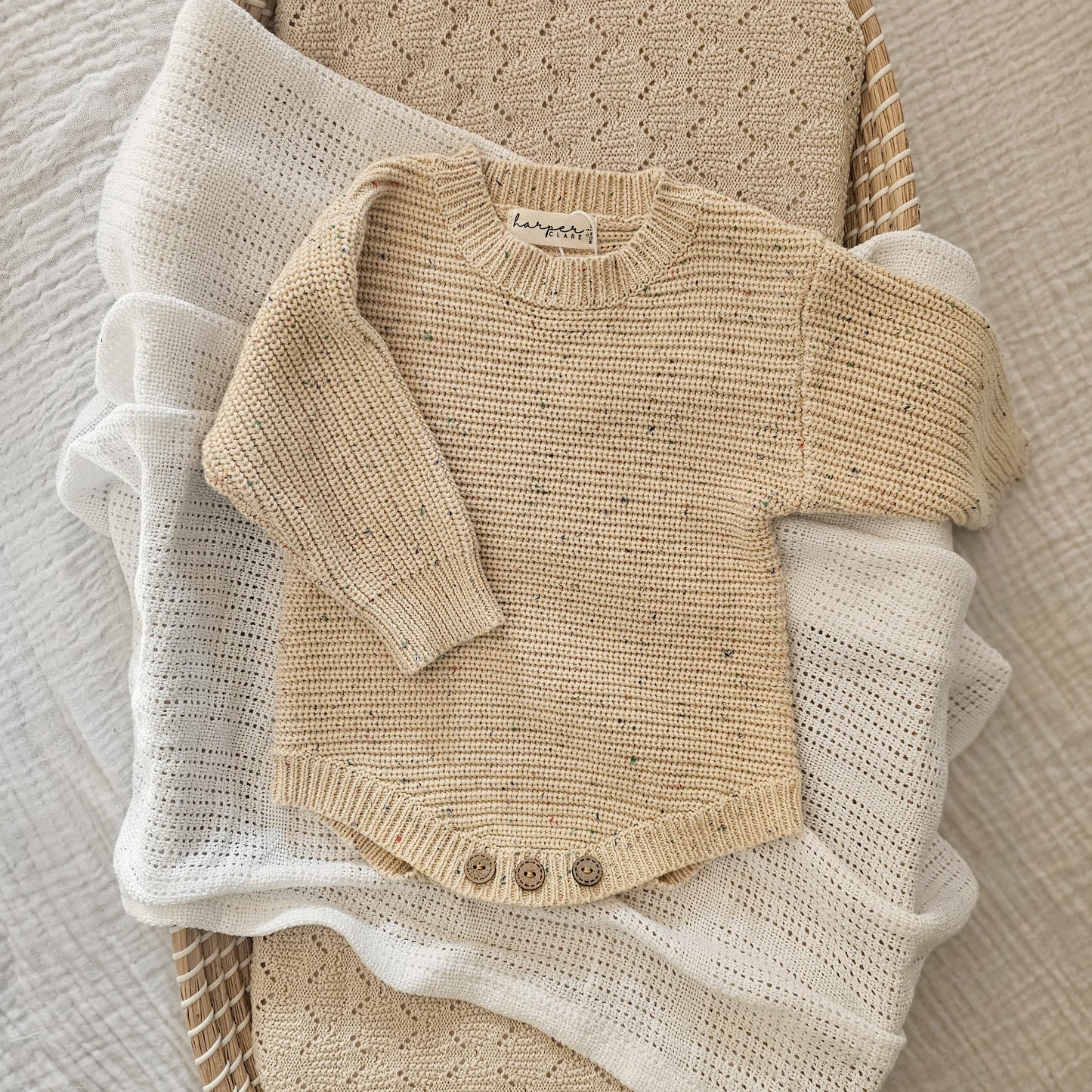 Speckled Sand Chunky Knit Rompers