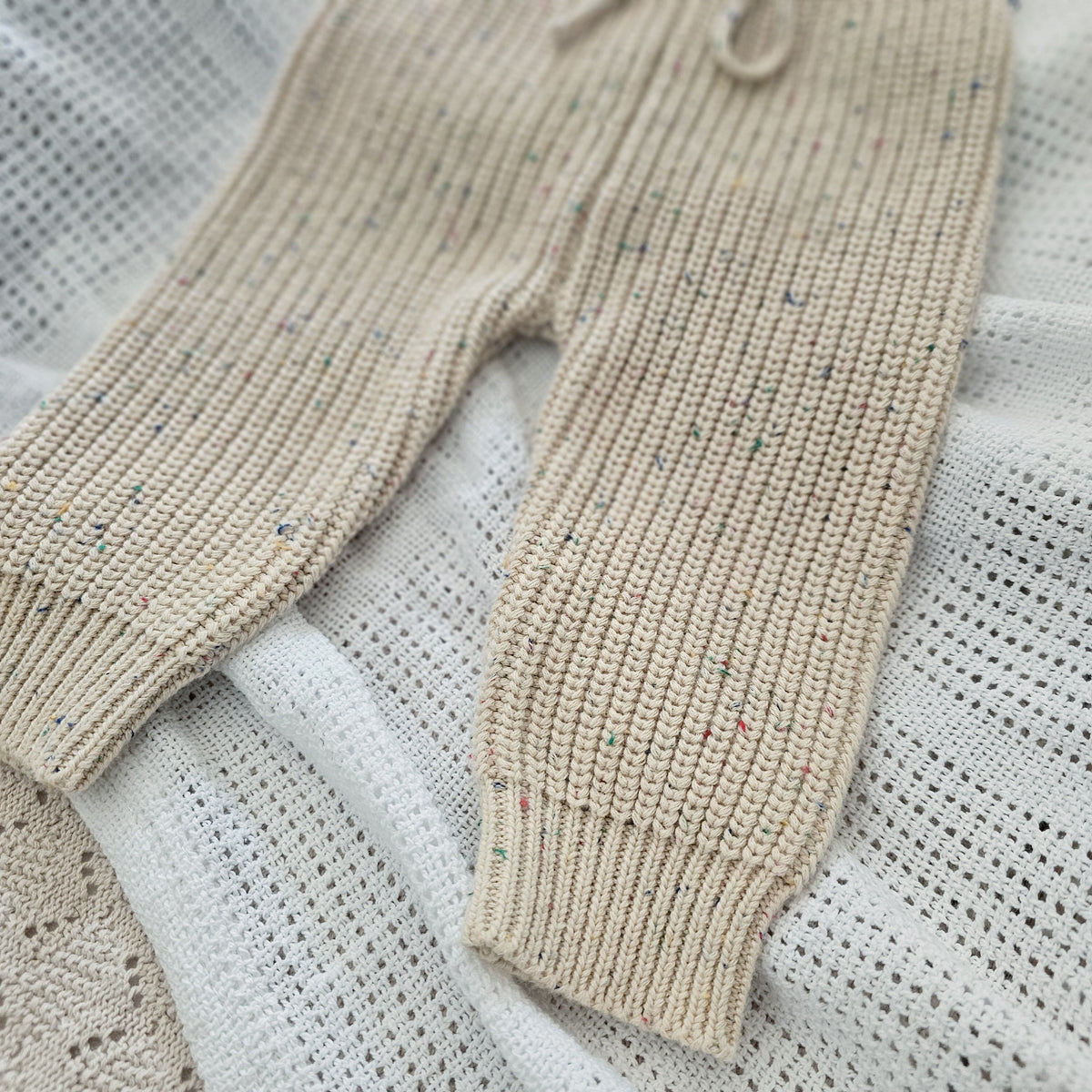 Speckled sand organic cotton chunky knit baby pants