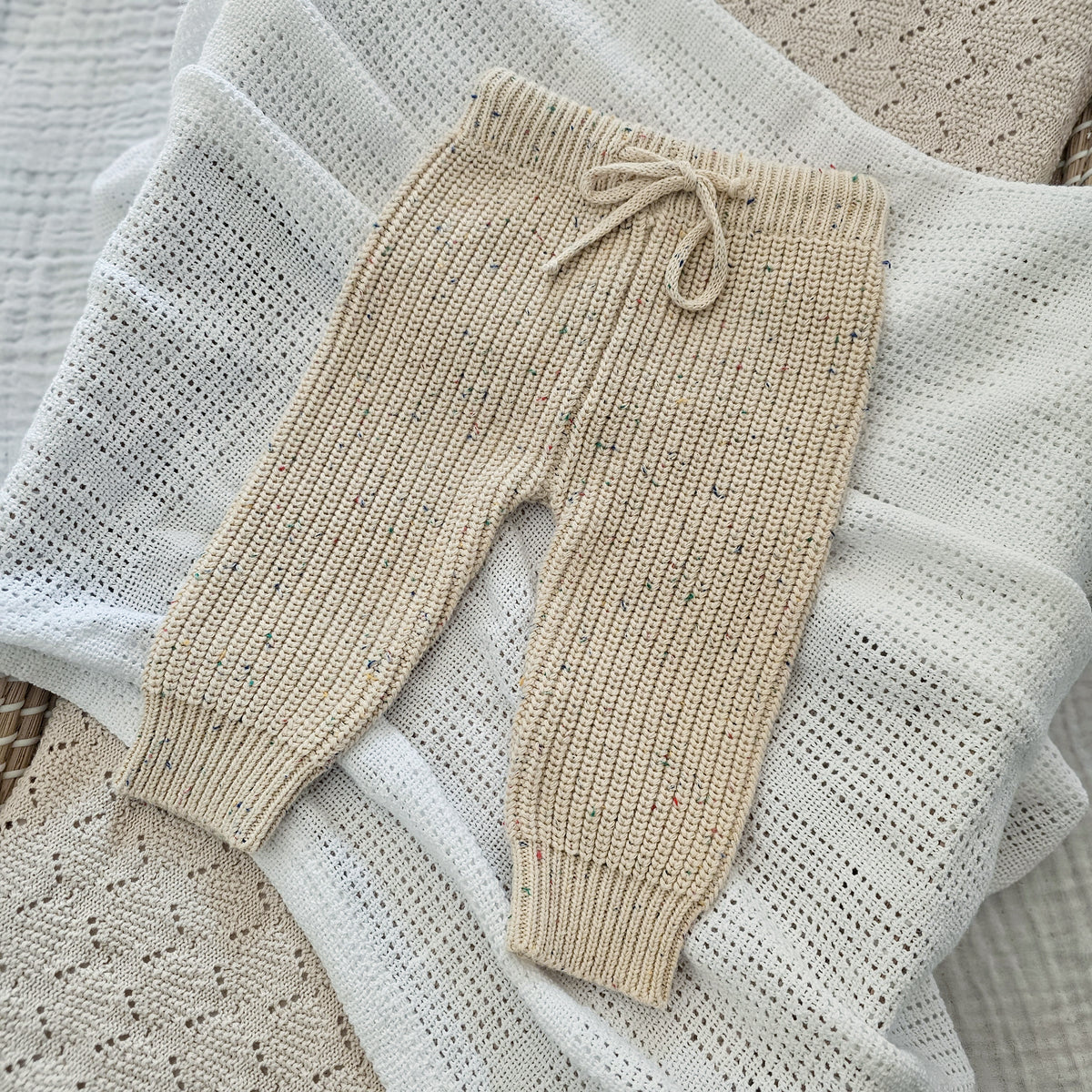Speckled Sand organic cotton knitted baby pants