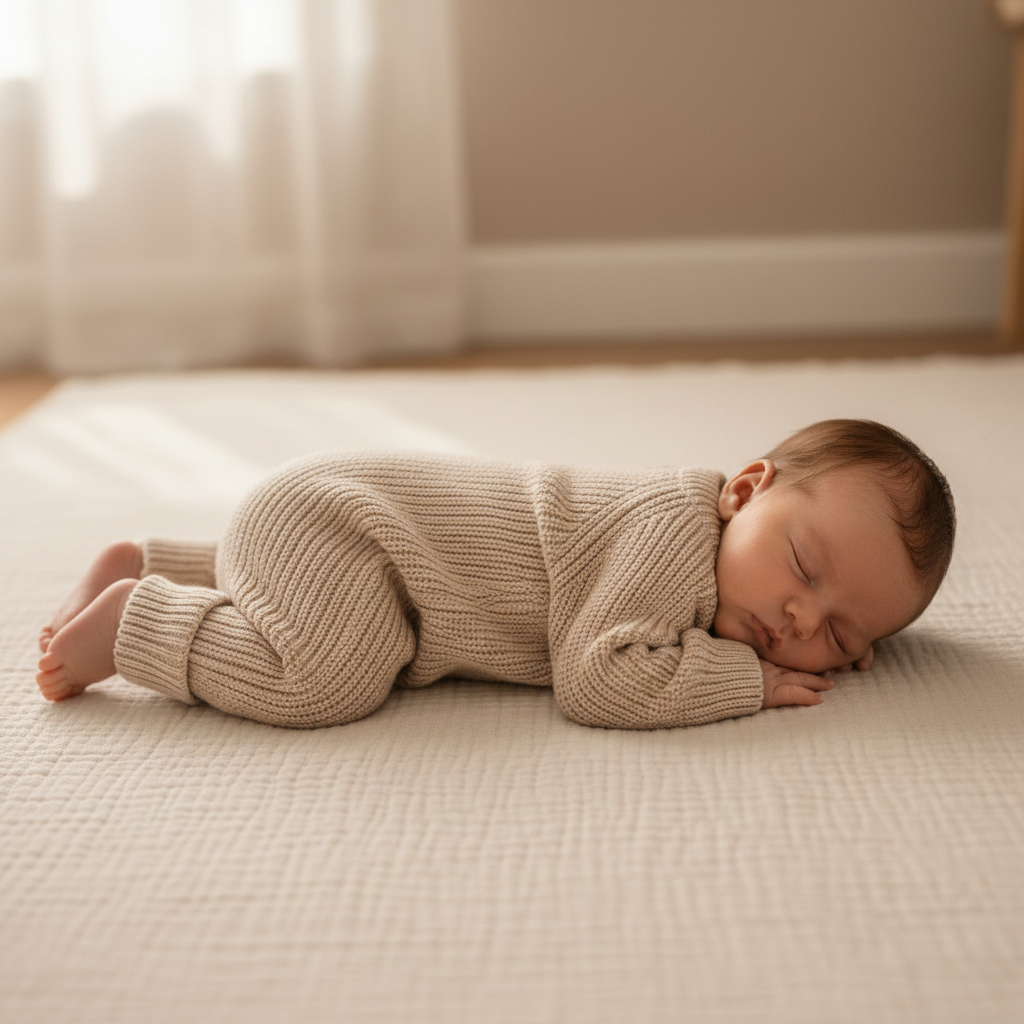 Earthy Taupe beige organic cotton newborn baby knitwear set 