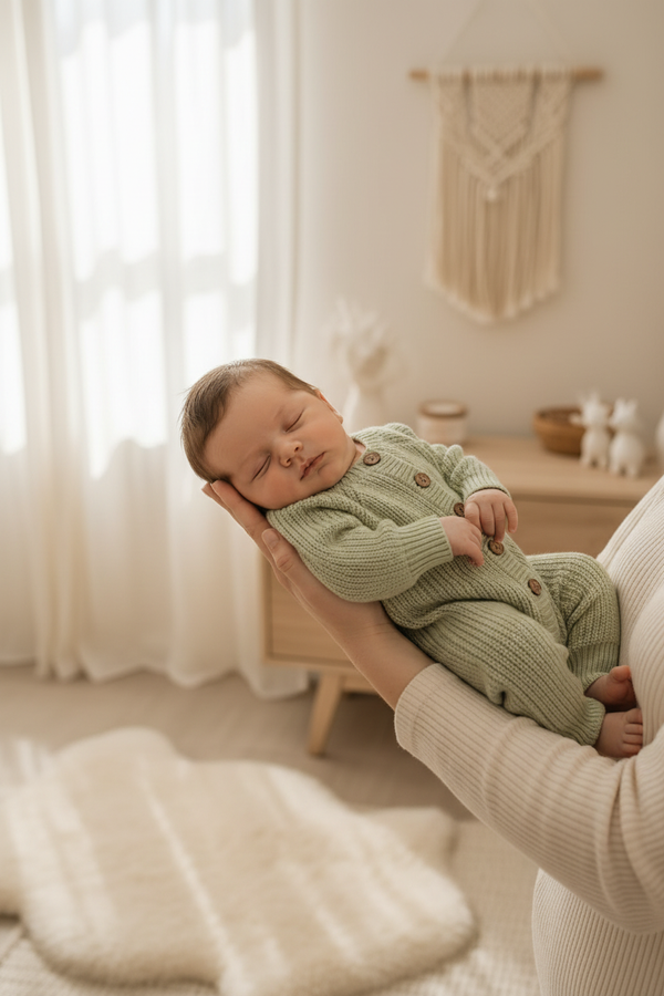 Tea Green Romper Lifestyle - Held